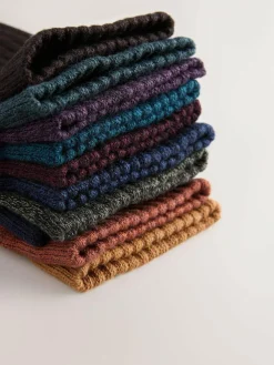 Outlet Next Stag Embroidered Heavyweight Socks 10 Pack Red/Orange/Blue