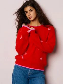 Next Red/Pink Cosy Embroidered Valentines Jumper^Women Hoodies & Sweatshirts