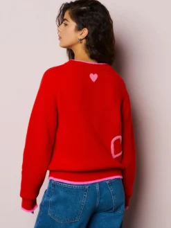 Next Red/Pink Cosy Embroidered Valentines Jumper^Women Hoodies & Sweatshirts