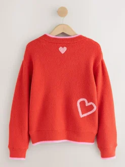 Next Red/Pink Cosy Embroidered Valentines Jumper^Women Hoodies & Sweatshirts