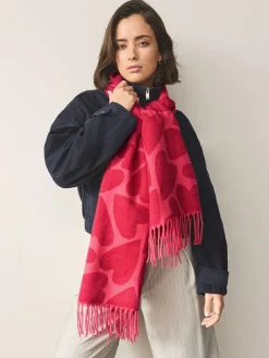 Next Red/Pink Heart Print Midweight Scarf^Women Hats, Gloves & Scarves|Hats, Gloves & Scarves