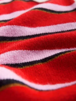 Next 100% Wool N.Premium Polo Jumper Red/Pink Stripe