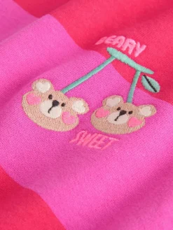 New Next Red/Pink Stripe Crew Neck Sweatshirt (3mths-7yrs)