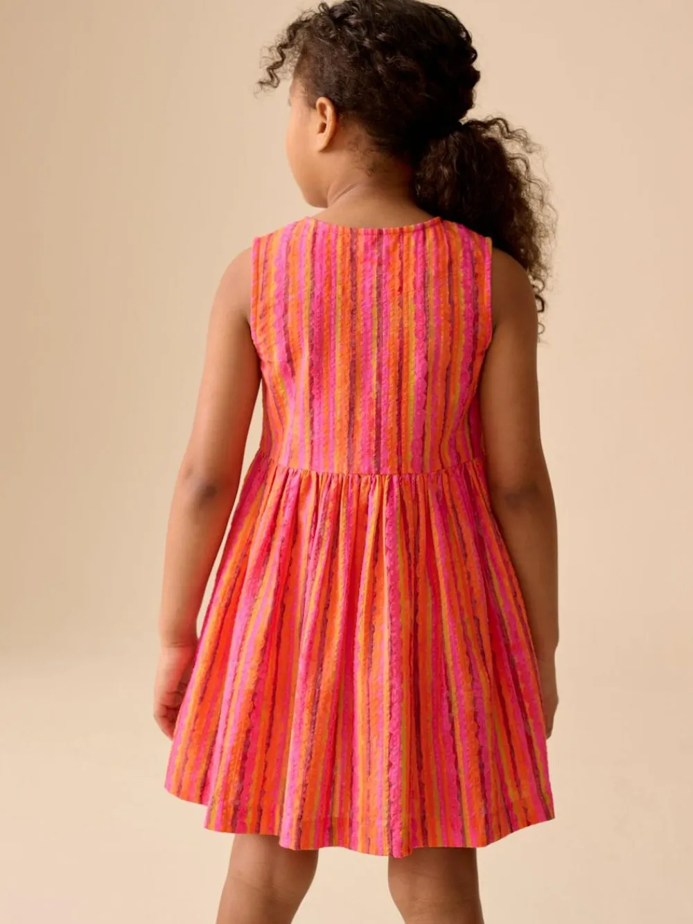 Clearance Next Stripe Short Sleeve Button Through Dress (3-16yrs) Red/Pink Stripe