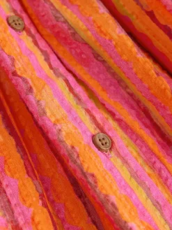 Clearance Next Stripe Short Sleeve Button Through Dress (3-16yrs) Red/Pink Stripe