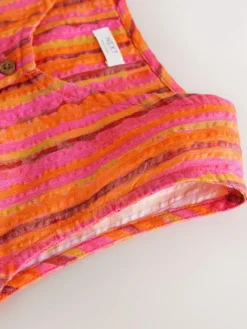 Clearance Next Stripe Short Sleeve Button Through Dress (3-16yrs) Red/Pink Stripe