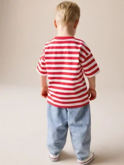 New Next Short Sleeve Stripe T-Shirt (3mths-7yrs) (3mths-7yrs) Red/White