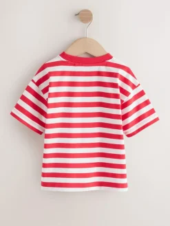 New Next Short Sleeve Stripe T-Shirt (3mths-7yrs) (3mths-7yrs) Red/White