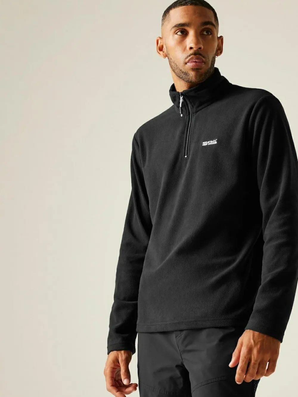 Sale Regatta Black Thompson Fleece Zip Neck
