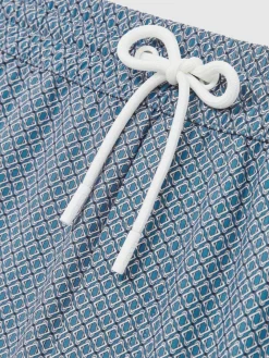 Best Reiss Tito Drawstring Geometric Print Swim Shorts Airforce Blue