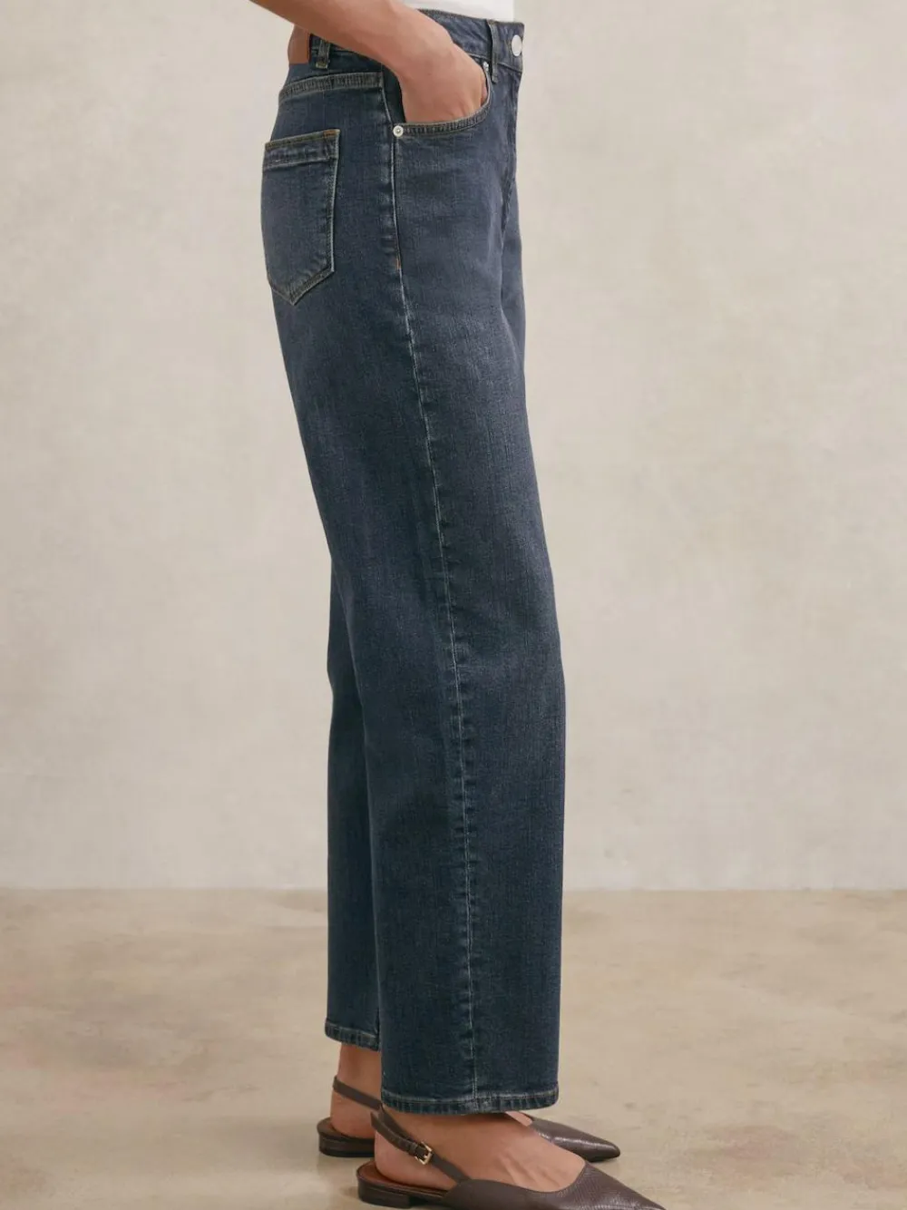 Best Reiss Antique Mid Blue Selin Mid-Rise Straight-Leg Jeans