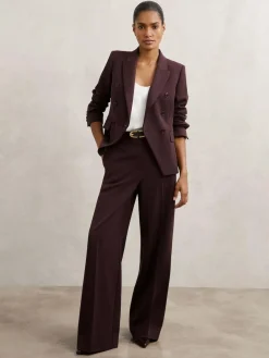 Reiss Gabi Petite Double-Breasted Suit Blazer Berry