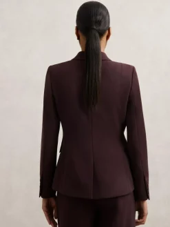 Reiss Gabi Petite Double-Breasted Suit Blazer Berry