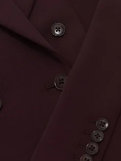 Reiss Gabi Petite Double-Breasted Suit Blazer Berry