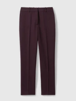 New Reiss Gabi Slim-Fit Suit Trousers Berry
