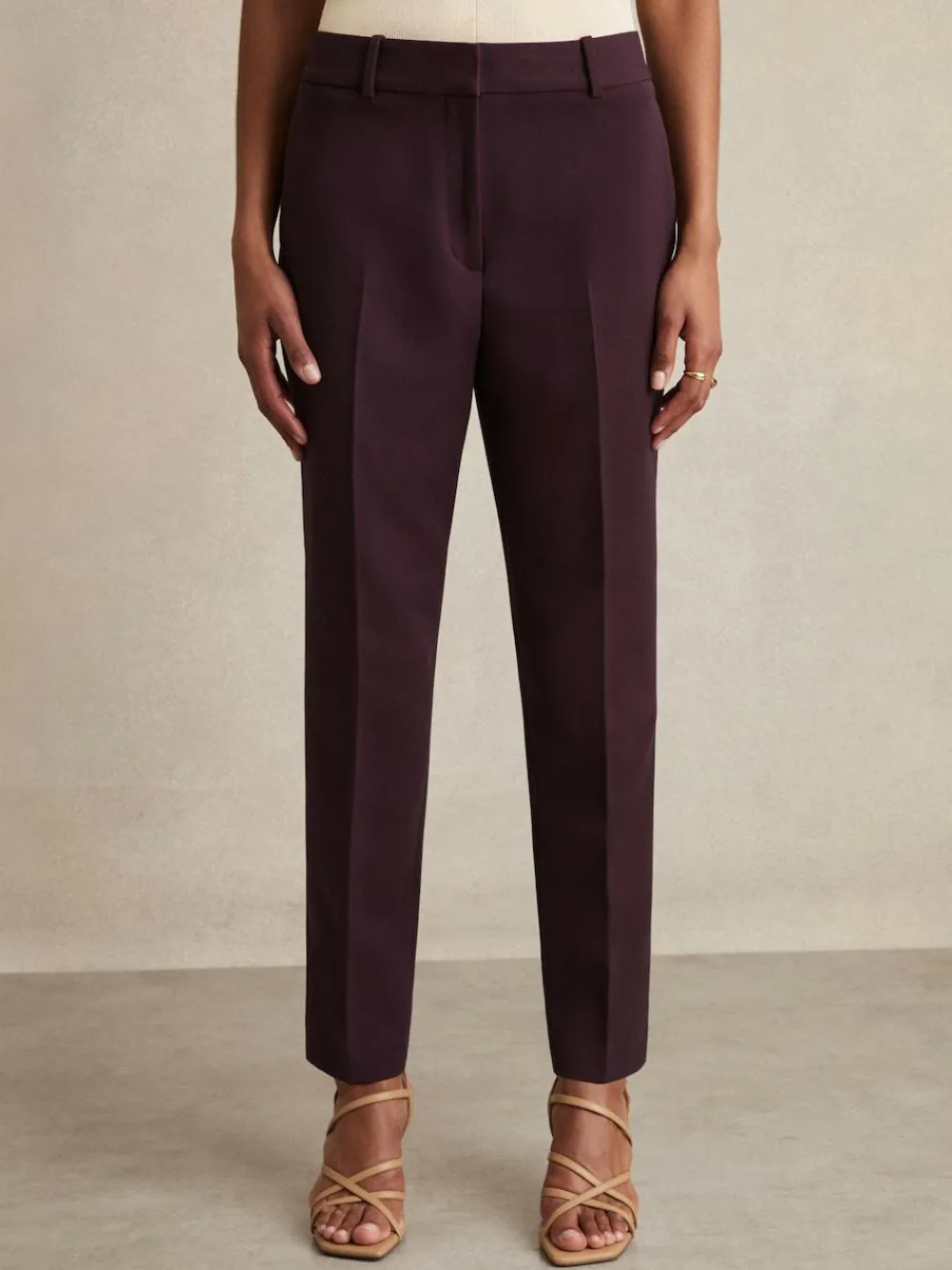 New Reiss Gabi Slim-Fit Suit Trousers Berry