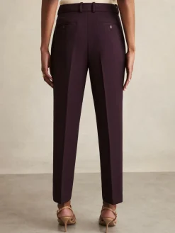 New Reiss Gabi Slim-Fit Suit Trousers Berry