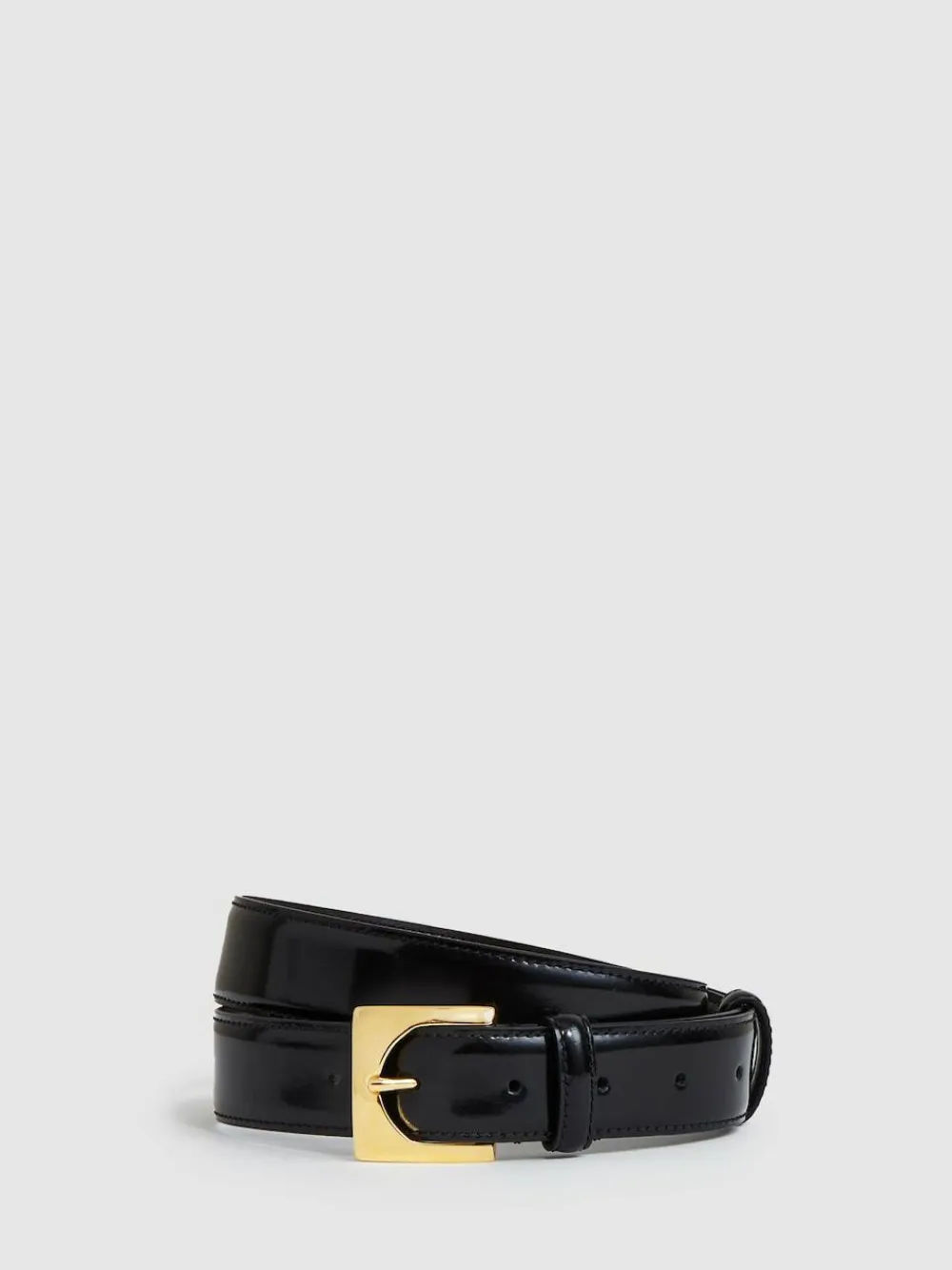 Reiss Black Belinda Leather Square-Buckle Belt^Women Belts