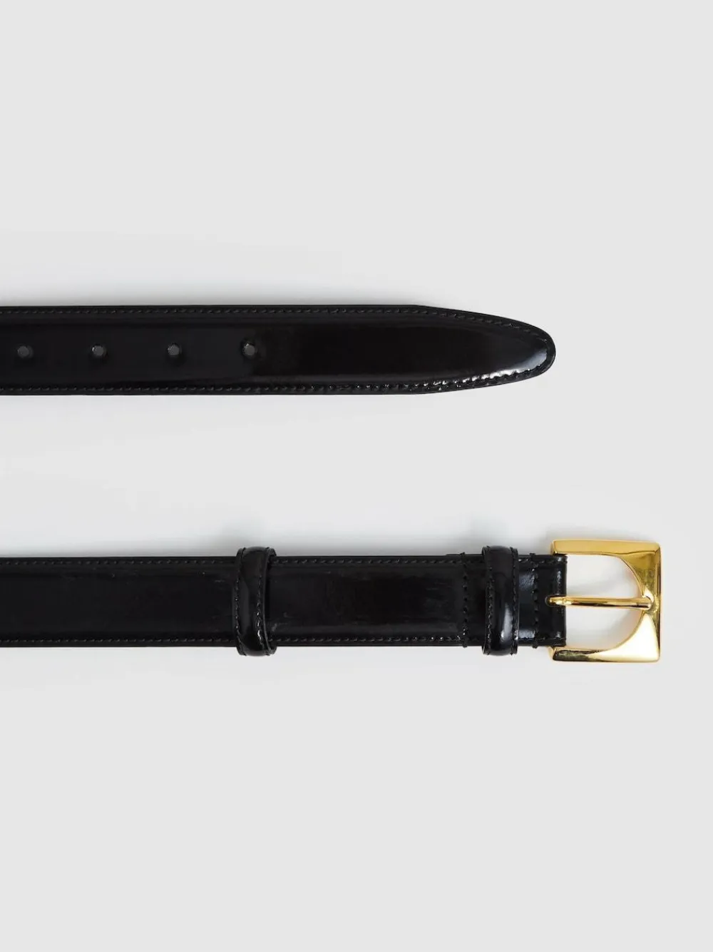 Reiss Black Belinda Leather Square-Buckle Belt^Women Belts