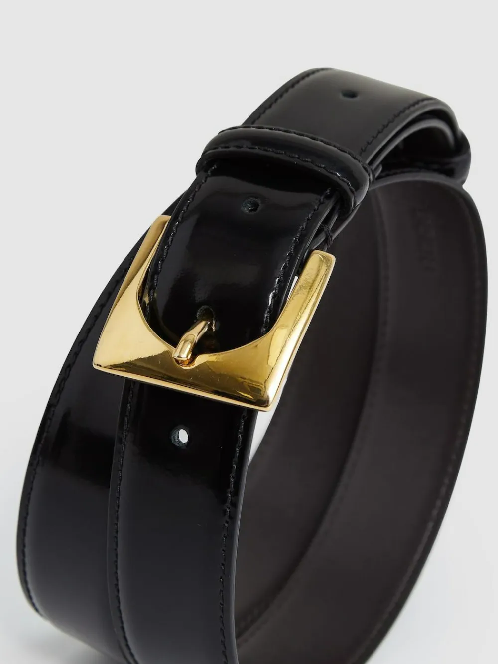 Reiss Black Belinda Leather Square-Buckle Belt^Women Belts