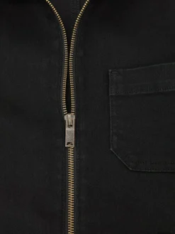 Online Reiss Black Danie Wide-Leg Zip-Through Denim Jumpsuit