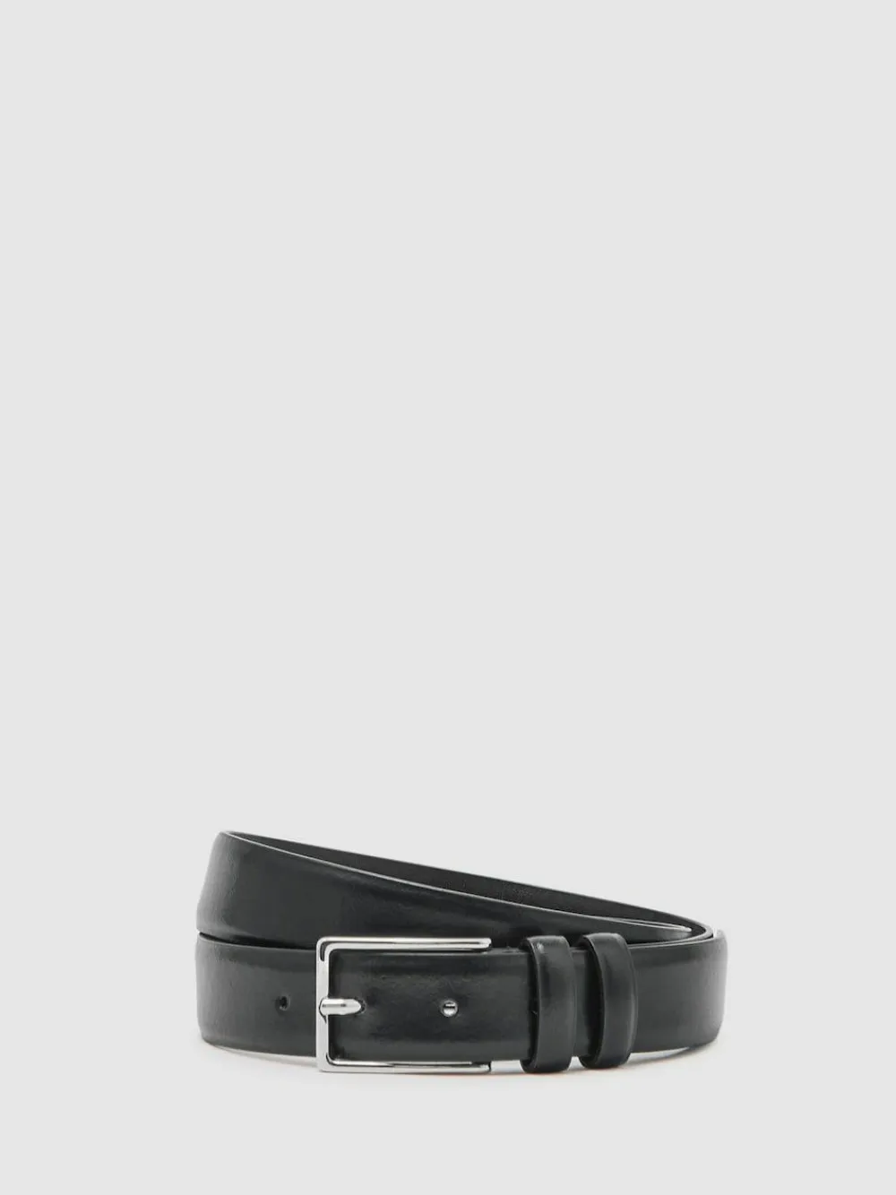 Outlet Reiss Dante Smooth Leather Belt Black