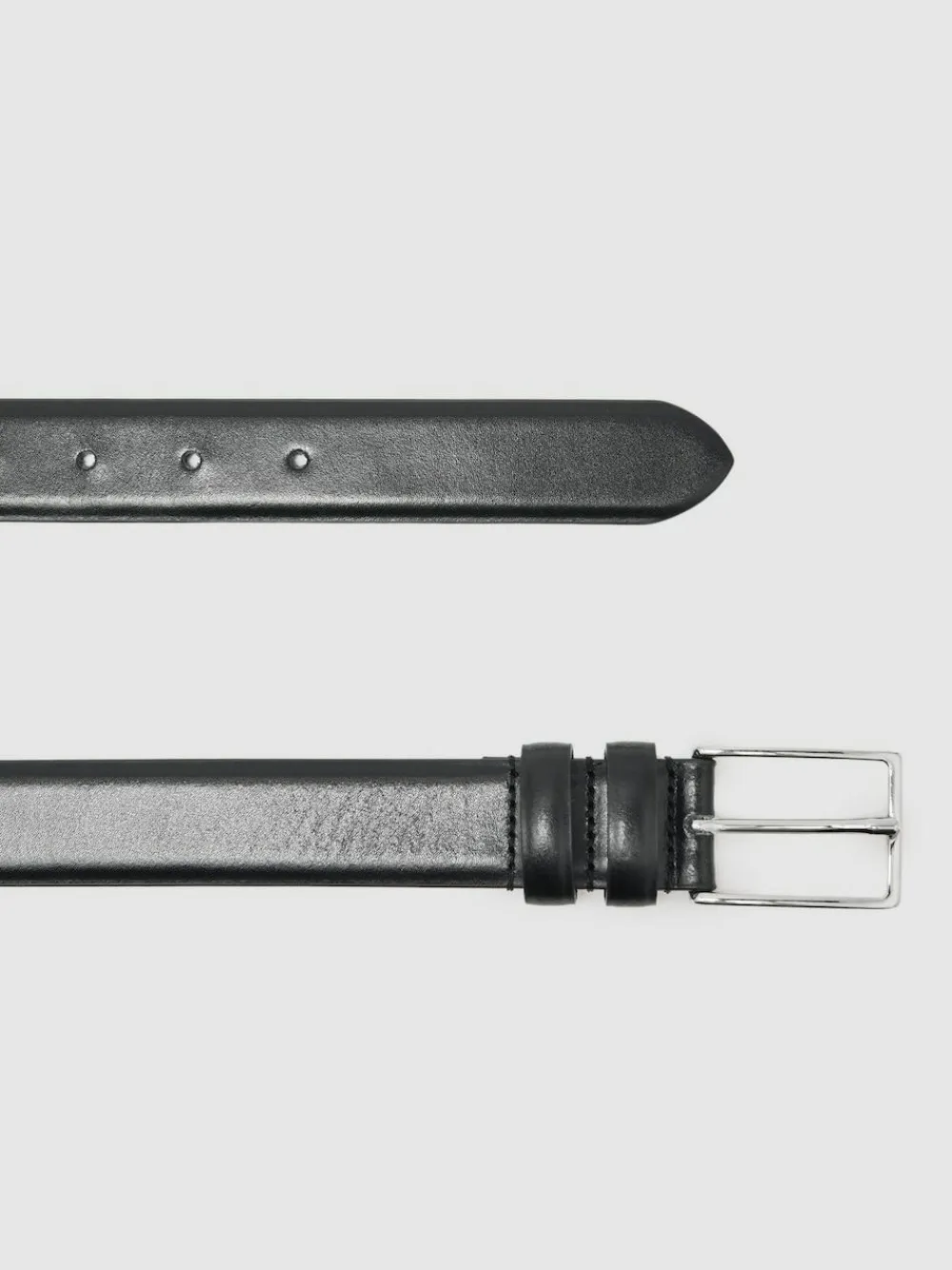 Outlet Reiss Dante Smooth Leather Belt Black