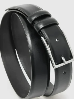 Outlet Reiss Dante Smooth Leather Belt Black