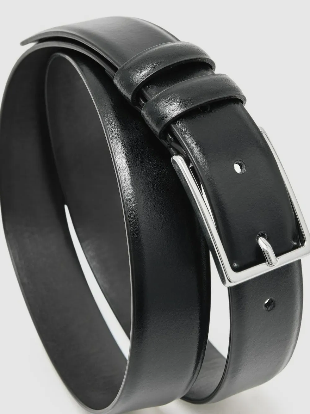 Outlet Reiss Dante Smooth Leather Belt Black
