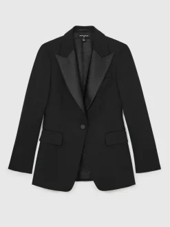 Reiss Black Della Atelier Single-Breasted Tuxedo Blazer^Women Suits & Tailoring