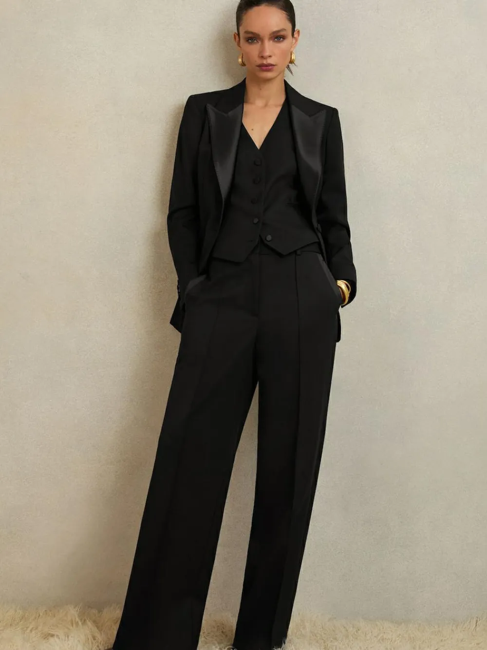 Reiss Black Della Atelier Single-Breasted Tuxedo Blazer^Women Suits & Tailoring