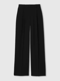 Best Reiss Eden Elasticated-Waist Wide-Leg Twill Trousers Black