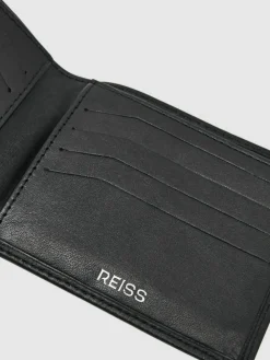 Hot Reiss Black Elton Leather Large Lattice-Effect Wallet