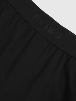 Sale Reiss Fleet Cotton Jersey Logo-Waistband Shorts with Stretch Black