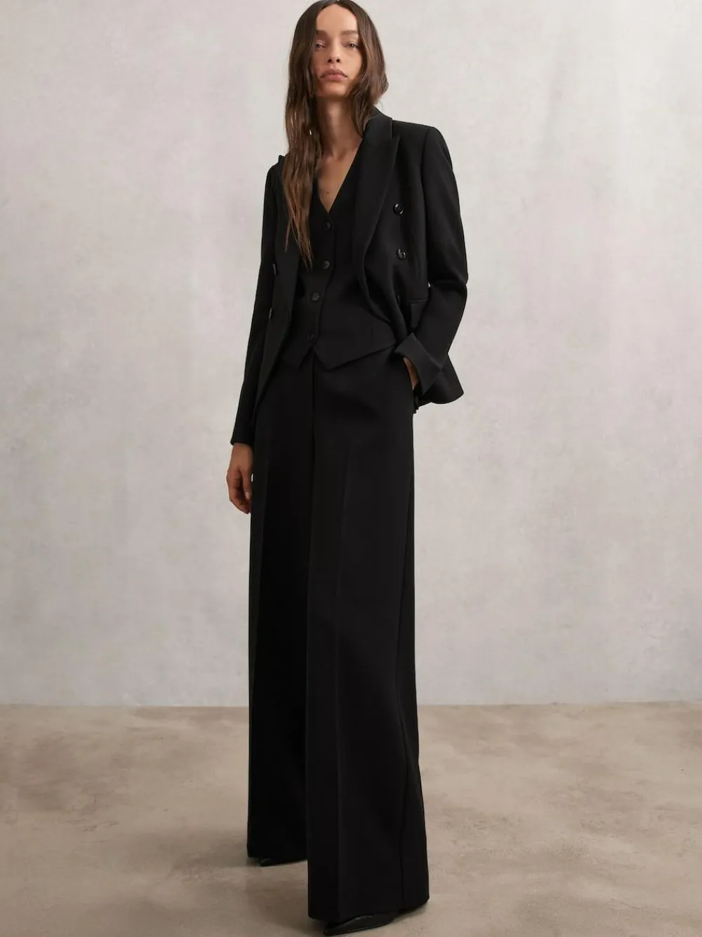 Online Reiss Gabi Petite Wide-Leg Suit Trousers Black