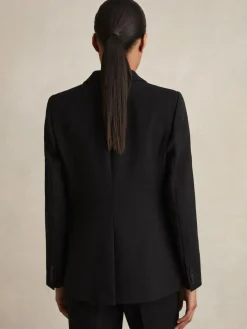 Reiss Gabi Tailored Single Breasted Suit Blazer Black