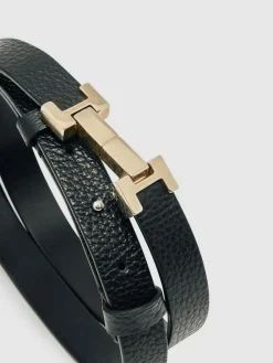 Best Reiss Hayley Leather Square Hinge Belt Black