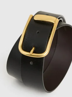 Reiss Iyla Leather Half-Keeper Belt Black