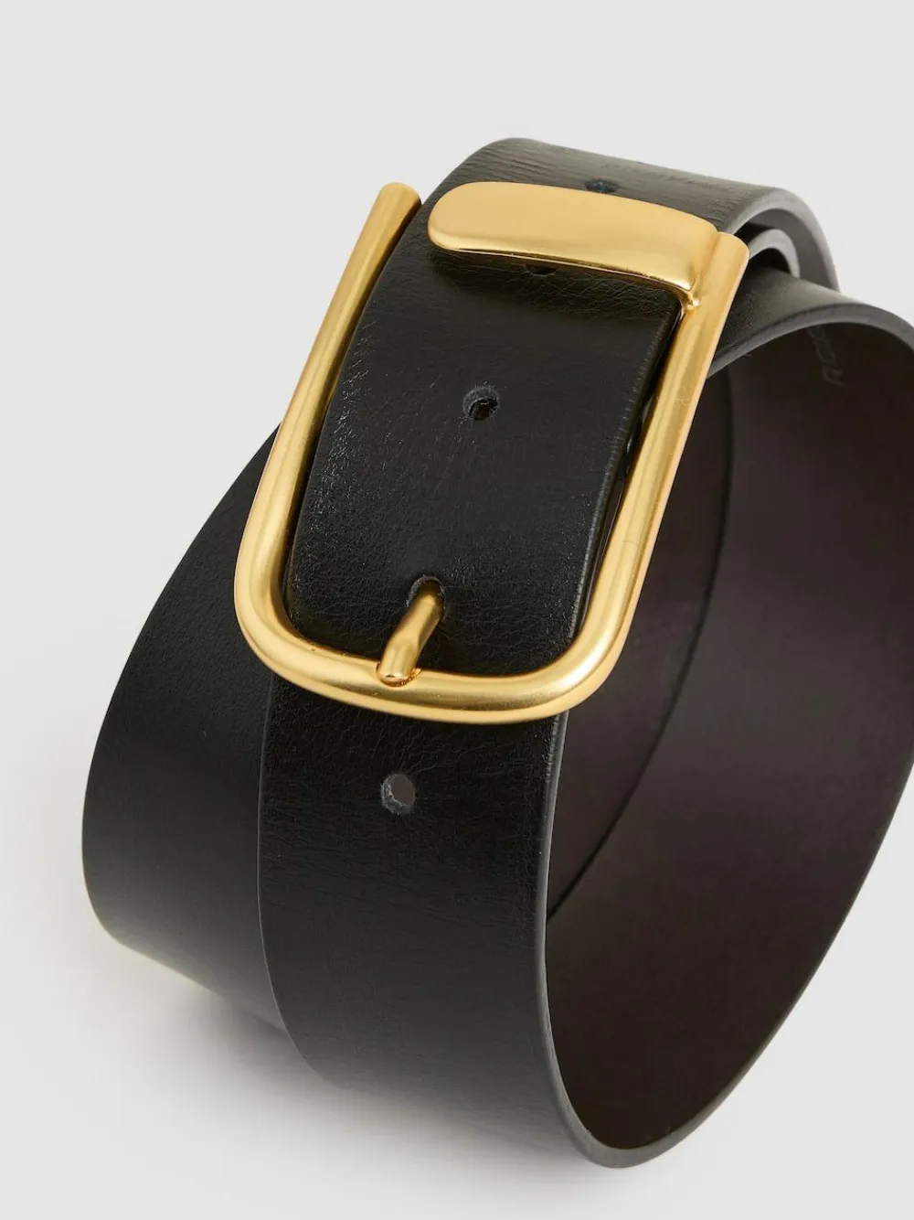 Reiss Iyla Leather Half-Keeper Belt Black