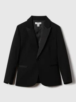 Outlet Reiss Black Knightsbridge 3-9 yrs Single-Breasted Tuxedo Blazer Wool-Blend