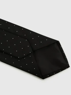 New Reiss Black Liam Polka Dot Silk Tie