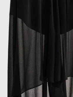 Outlet Reiss Black Lucie Sheer-Overlay High-Low Shorts