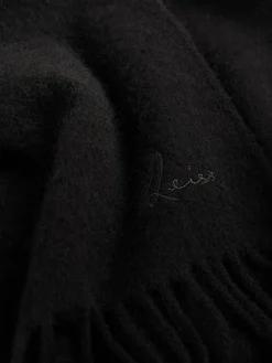 Sale Reiss Black Picton Wool and Cashmere Scarf