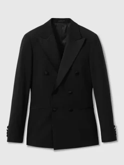Clearance Reiss Black Poker Db Tailored-Fit Double-Breasted Tuxedo Jacket