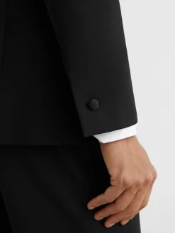 Best Reiss Black Poker Peak Lapel Single-Breasted Tuxedo Jacket Tailored-Fit