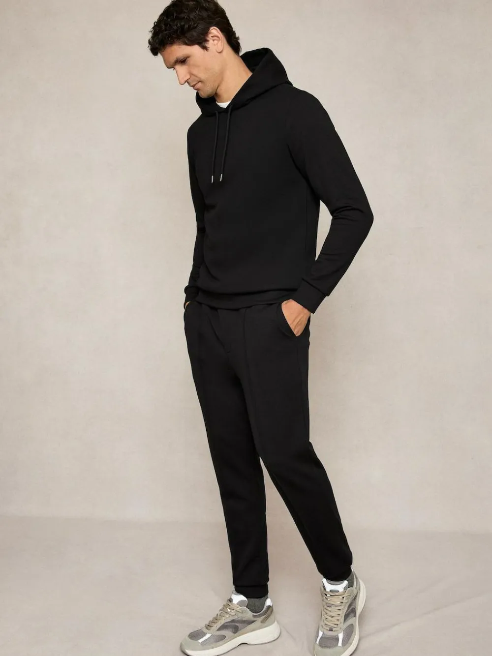 Outlet Reiss Black Premier Stretch-Jersey Tailored Joggers