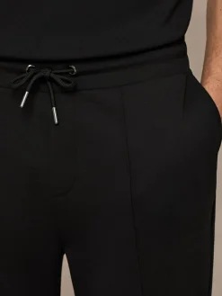 Outlet Reiss Black Premier Stretch-Jersey Tailored Joggers