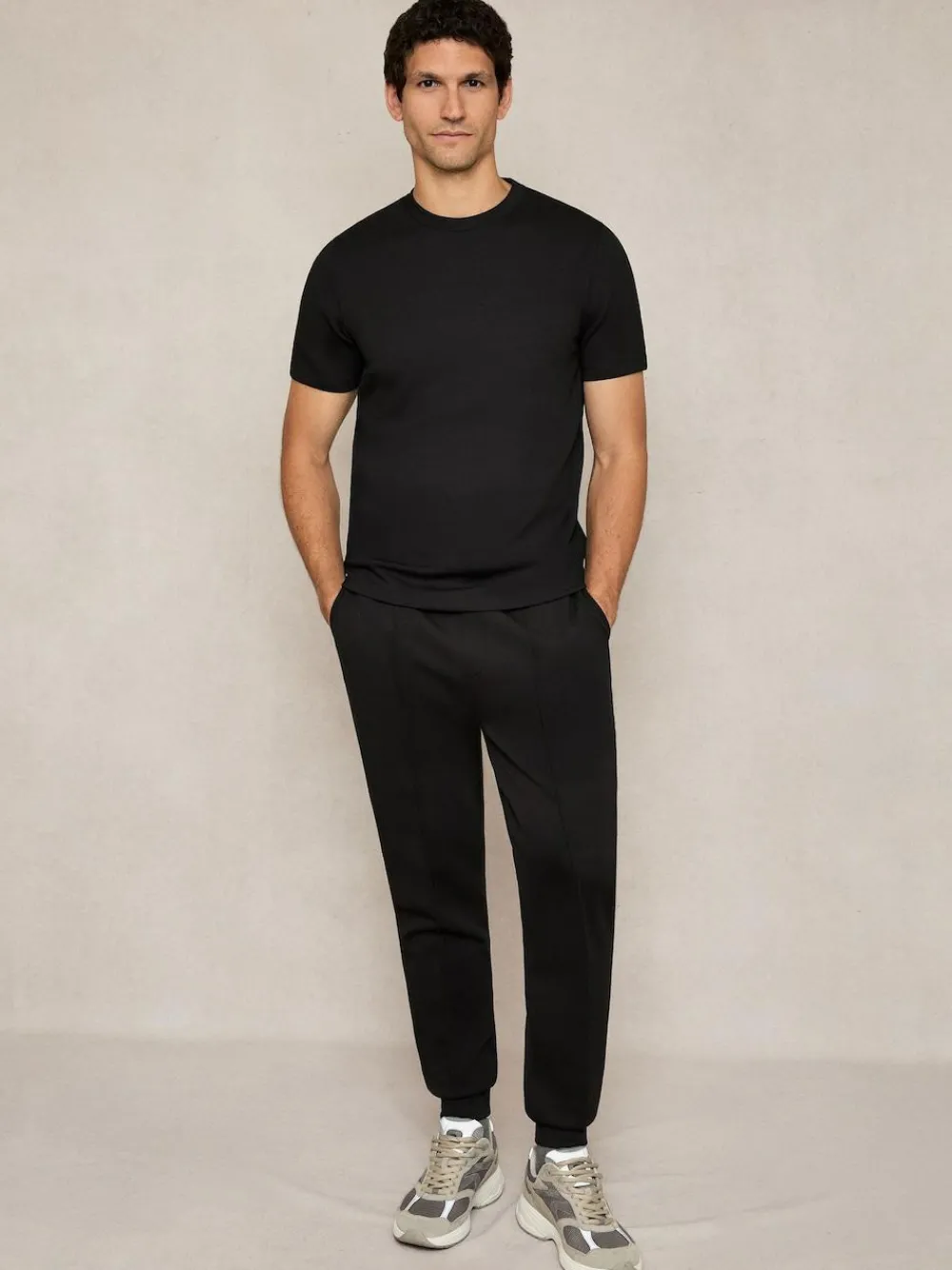 Outlet Reiss Black Premier Stretch-Jersey Tailored Joggers