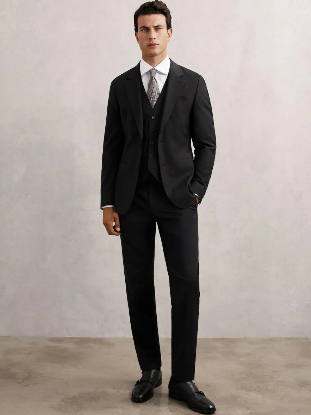 Reiss Promise Wool-Blend Single-Breasted Suit Blazer Tailored-Fit^ Black Suits