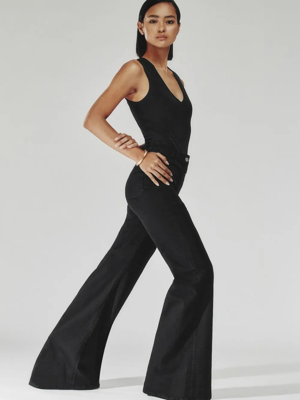 Reiss Black Sakura Patch-Pocket Flared Jeans^Women Jeans|Jeans